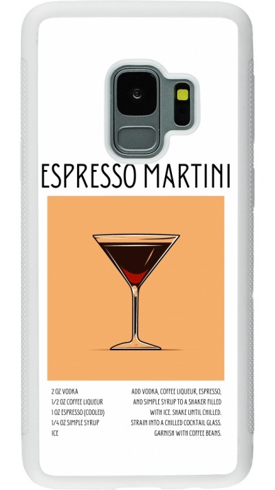 Coque Samsung Galaxy S9 - Silicone rigide blanc Cocktail recette Espresso Martini