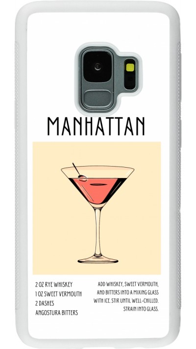 Coque Samsung Galaxy S9 - Silicone rigide blanc Cocktail recette Manhattan