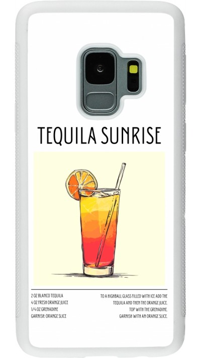 Coque Samsung Galaxy S9 - Silicone rigide blanc Cocktail recette Tequila Sunrise