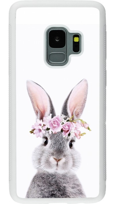 Coque Samsung Galaxy S9 - Silicone rigide blanc Easter 2023 flower bunny