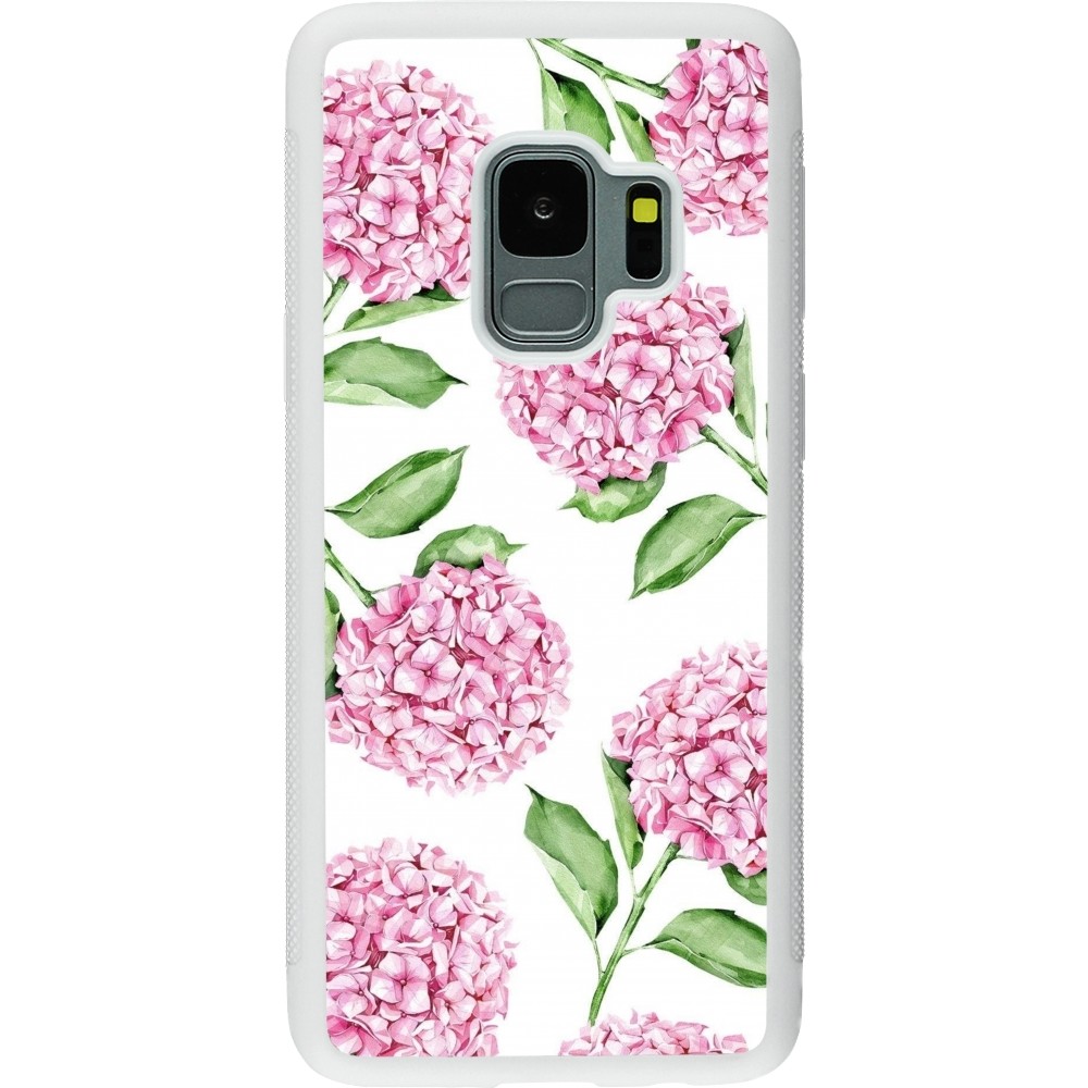 Samsung Galaxy S9 Case Hülle - Silikon weiss Easter 2024 pink flowers