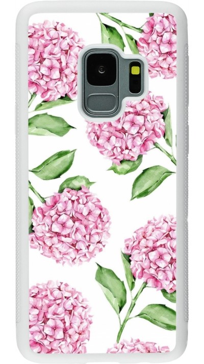 Samsung Galaxy S9 Case Hülle - Silikon weiss Easter 2024 pink flowers