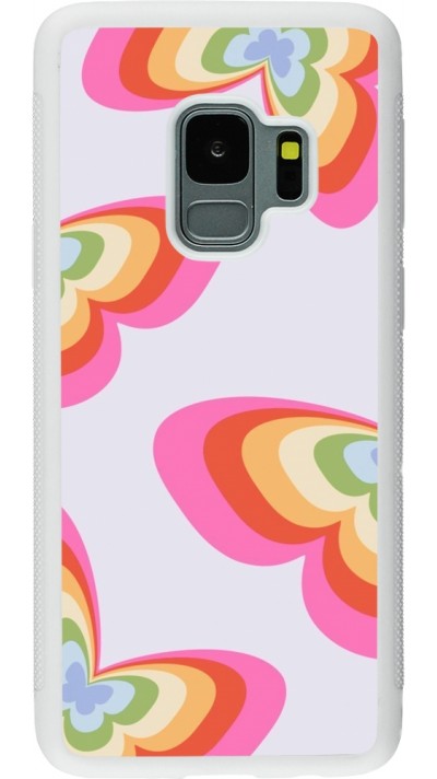 Coque Samsung Galaxy S9 - Silicone rigide blanc Easter 2024 rainbow butterflies