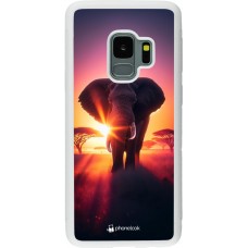 Samsung Galaxy S9 Case Hülle - Silikon weiss Elefant Sonnenaufgang Schönheit
