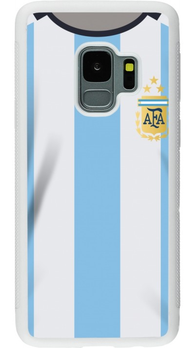 Coque Samsung Galaxy S9 - Silicone rigide blanc Maillot de football Argentine 2022 personnalisable