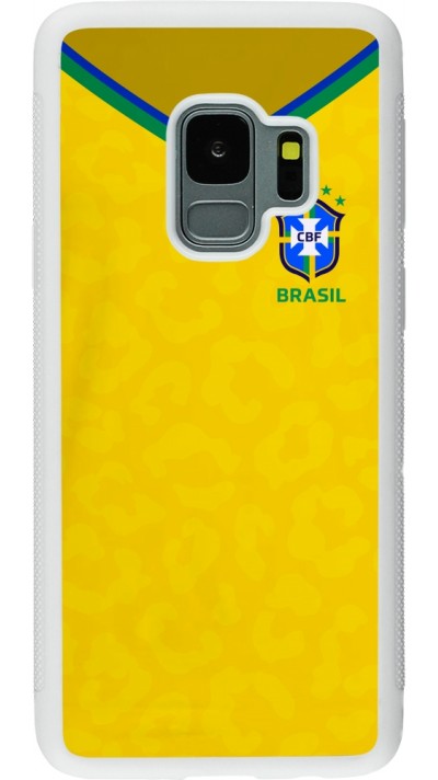 Coque Samsung Galaxy S9 - Silicone rigide blanc Maillot de football Brésil 2022 personnalisable