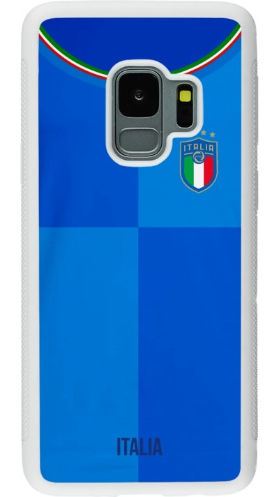 Coque Samsung Galaxy S9 - Silicone rigide blanc Maillot de football Italie 2022 personnalisable
