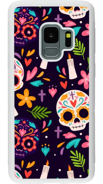 Samsung Galaxy S9 Case Hülle - Silikon weiss Halloween 2023 mexican style