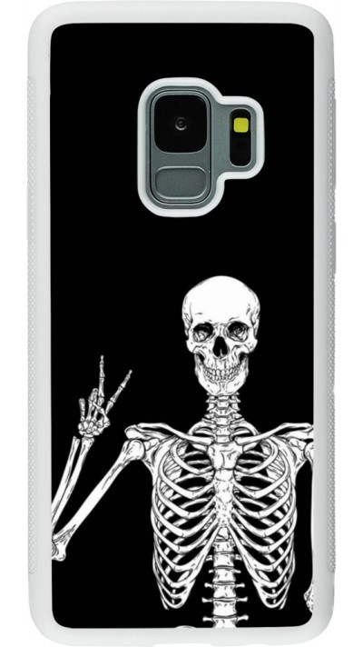 Samsung Galaxy S9 Case Hülle - Silikon weiss Halloween 2023 peace skeleton