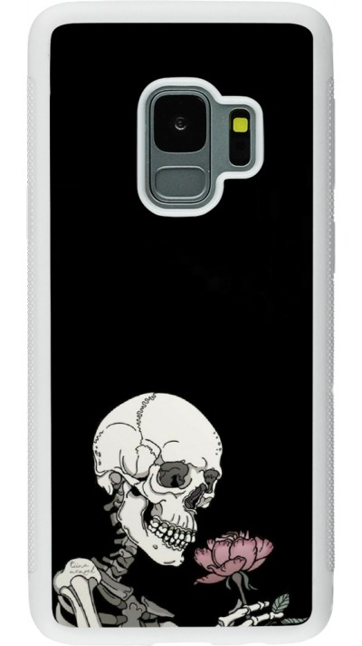 Coque Samsung Galaxy S9 - Silicone rigide blanc Halloween 2023 rose and skeleton