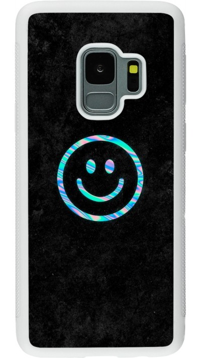 Coque Samsung Galaxy S9 - Silicone rigide blanc Happy smiley irisé