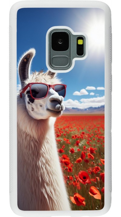 Samsung Galaxy S9 Case Hülle - Silikon weiss Lama Chic in Mohnblume