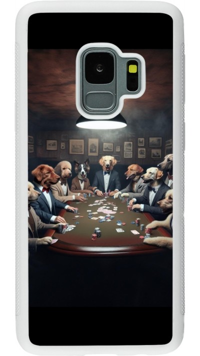 Samsung Galaxy S9 Case Hülle - Silikon weiss Die Pokerhunde