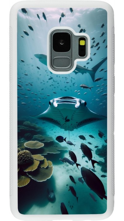 Coque Samsung Galaxy S9 - Silicone rigide blanc Manta Lagon Nettoyage