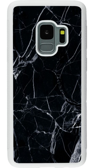 Coque Samsung Galaxy S9 - Silicone rigide blanc Marble Black 01