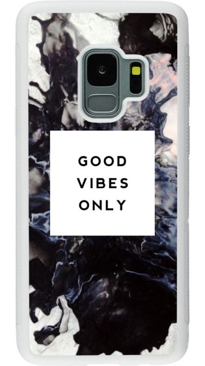 Coque Samsung Galaxy S9 - Silicone rigide blanc Marble Good Vibes Only
