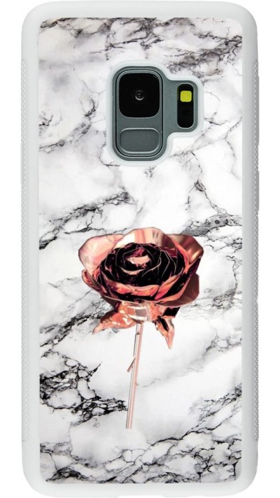 Hülle Samsung Galaxy S9 - Silikon weiss Marble Rose Gold