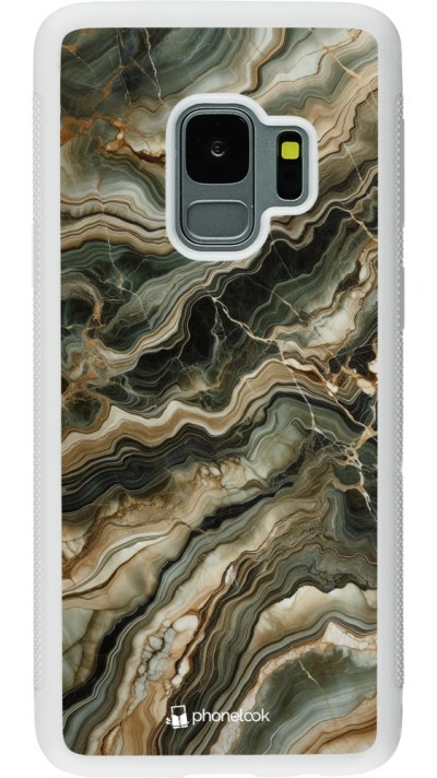 Samsung Galaxy S9 Case Hülle - Silikon weiss Oliv Marmor