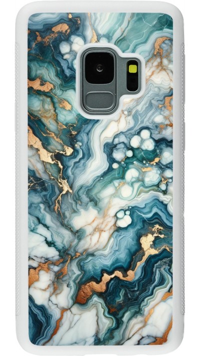 Samsung Galaxy S9 Case Hülle - Silikon weiss Grüner Blauer Goldener Marmor