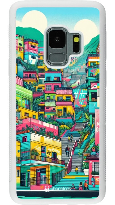 Samsung Galaxy S9 Case Hülle - Silikon weiss Medellin Comuna 13 Kunst