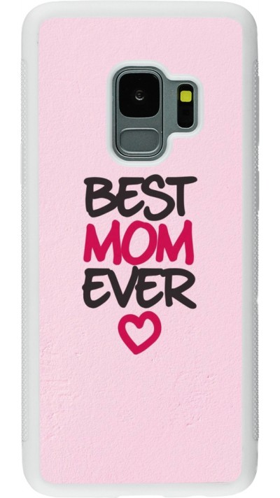 Coque Samsung Galaxy S9 - Silicone rigide blanc Mom 2023 best Mom ever pink