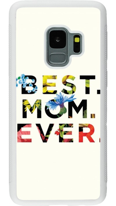 Coque Samsung Galaxy S9 - Silicone rigide blanc Mom 2023 best Mom ever flowers