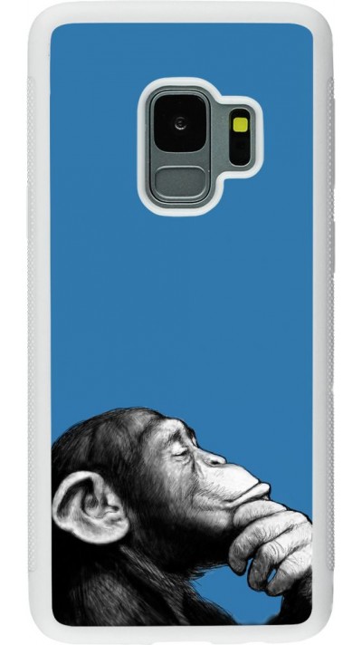 Coque Samsung Galaxy S9 - Silicone rigide blanc Monkey Pop Art