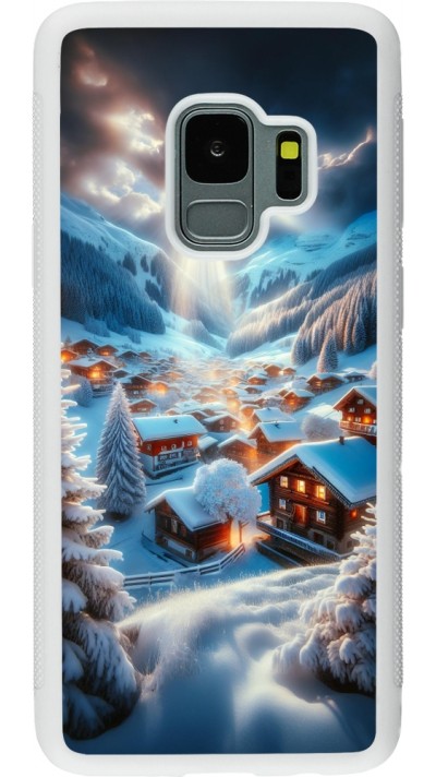 Samsung Galaxy S9 Case Hülle - Silikon weiss Berg Schnee Licht