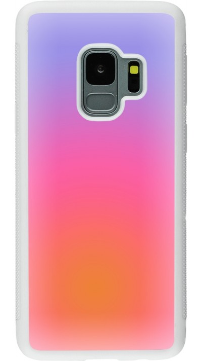 Coque Samsung Galaxy S9 - Silicone rigide blanc Orange Pink Blue Gradient