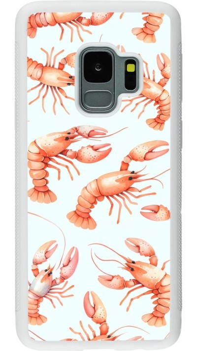 Coque Samsung Galaxy S9 - Silicone rigide blanc Pattern de homards pastels
