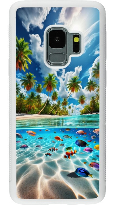 Samsung Galaxy S9 Case Hülle - Silikon weiss Strandparadies