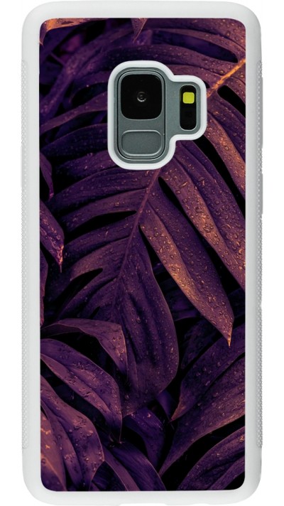Samsung Galaxy S9 Case Hülle - Silikon weiss Purple Light Leaves