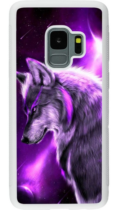 Hülle Samsung Galaxy S9 - Silikon weiss Purple Sky Wolf