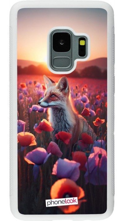Samsung Galaxy S9 Case Hülle - Silikon weiss Purpurroter Fuchs bei Dammerung