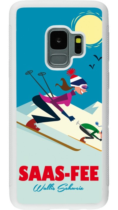 Samsung Galaxy S9 Case Hülle - Silikon weiss Saas-Fee Ski Downhill