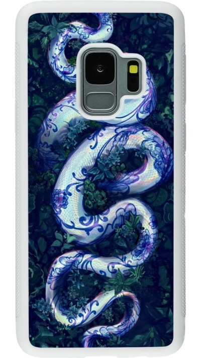 Samsung Galaxy S9 Case Hülle - Silikon weiss Snake Blue Anaconda