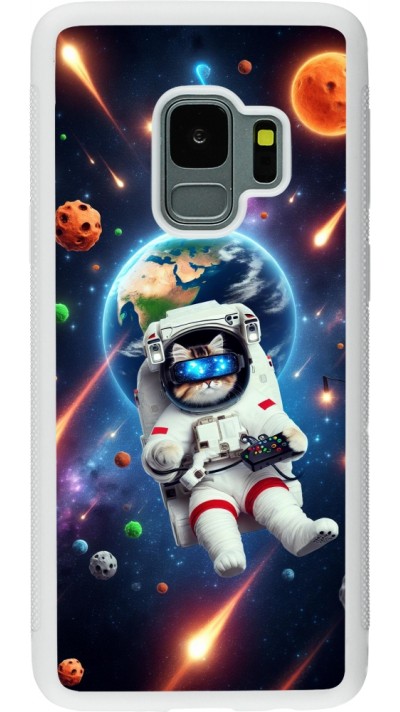 Samsung Galaxy S9 Case Hülle - Silikon weiss VR SpaceCat Odyssee