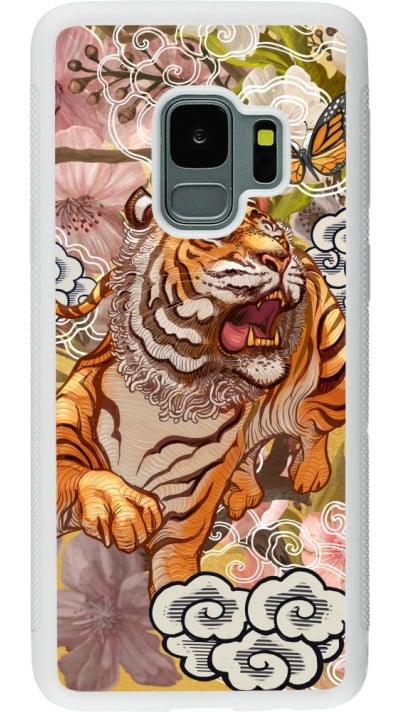 Coque Samsung Galaxy S9 - Silicone rigide blanc Spring 23 japanese tiger