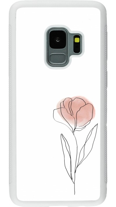 Coque Samsung Galaxy S9 - Silicone rigide blanc Spring 23 minimalist flower