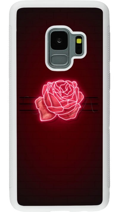 Coque Samsung Galaxy S9 - Silicone rigide blanc Spring 23 neon rose