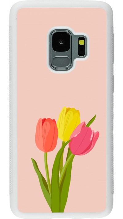 Coque Samsung Galaxy S9 - Silicone rigide blanc Spring 23 tulip trio