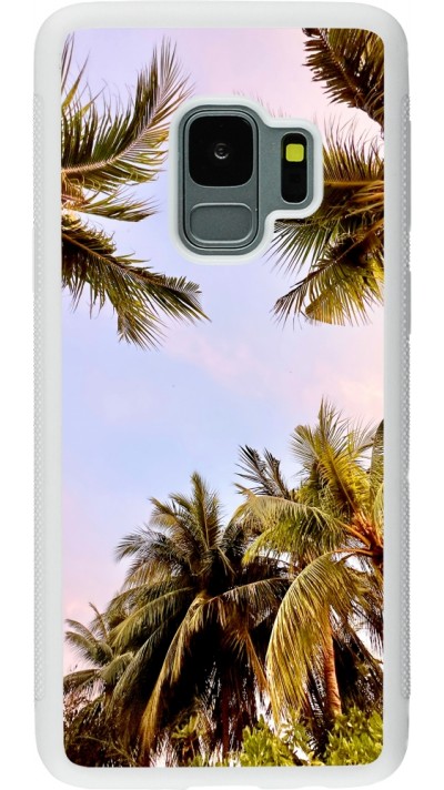Coque Samsung Galaxy S9 - Silicone rigide blanc Summer 2023 palm tree vibe
