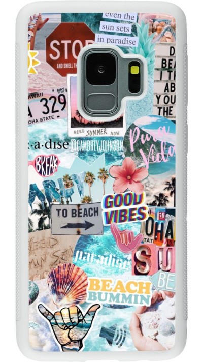 Coque Samsung Galaxy S9 - Silicone rigide blanc Summer 20 collage