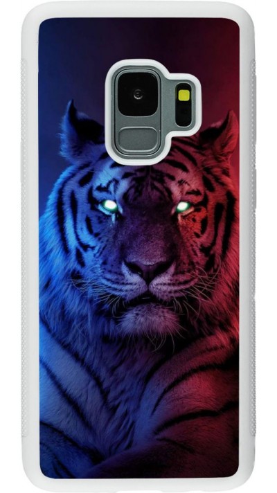 Coque Samsung Galaxy S9 - Silicone rigide blanc Tiger Blue Red