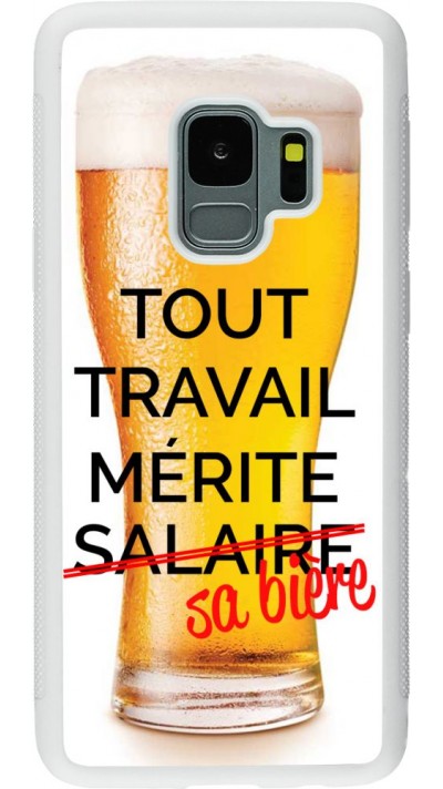 Hülle Samsung Galaxy S9 - Silikon weiss Tout travail mérite sa bière