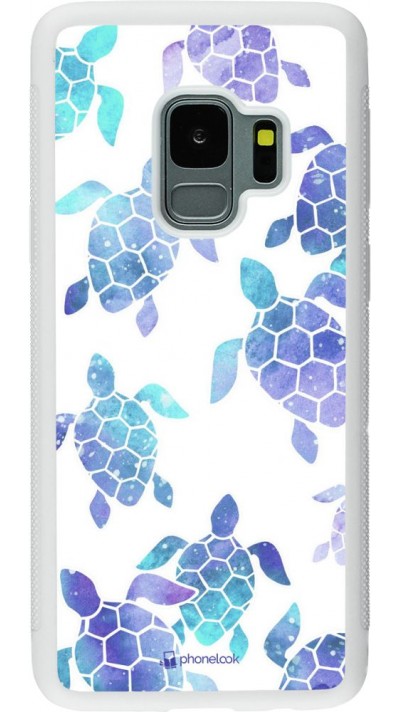 Coque Samsung Galaxy S9 - Silicone rigide blanc Turtles pattern watercolor