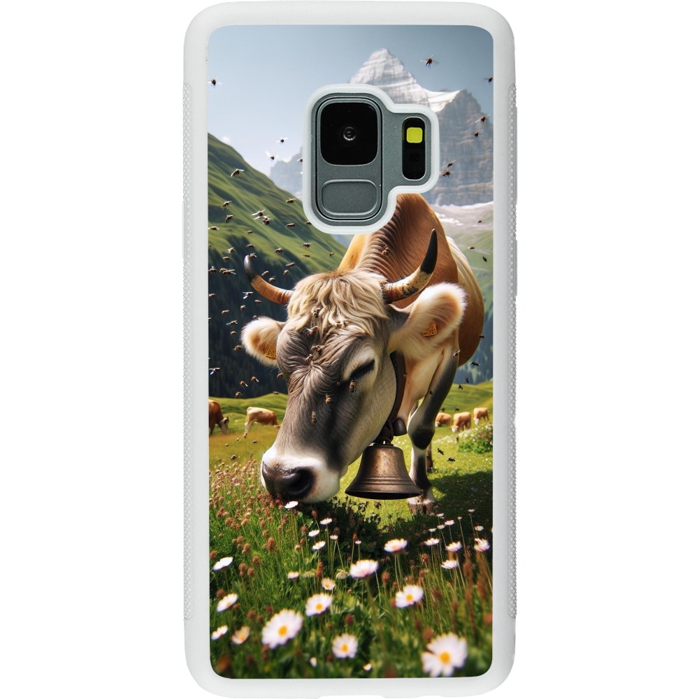 Samsung Galaxy S9 Case Hülle - Silikon weiss Kuh Berg Wallis