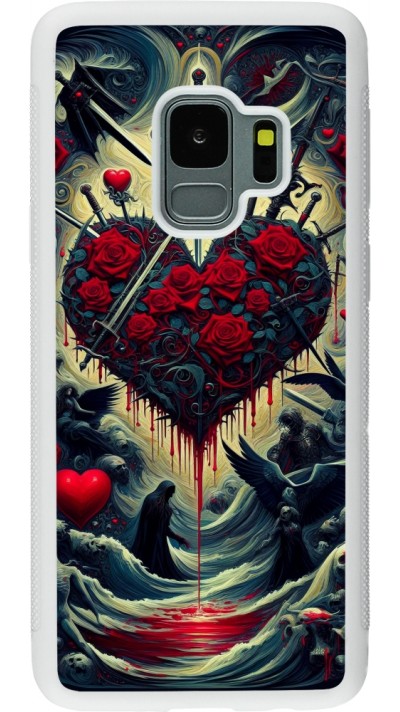 Samsung Galaxy S9 Case Hülle - Silikon weiss Dunkle Liebe Herz Blut