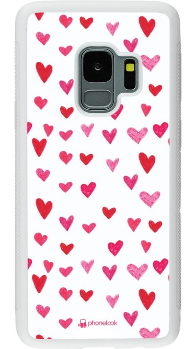 Hülle Samsung Galaxy S9 - Silikon weiss Valentine 2022 Many pink hearts