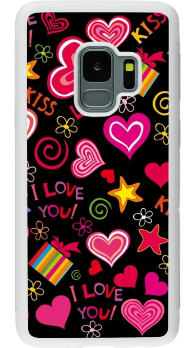 Coque Samsung Galaxy S9 - Silicone rigide blanc Valentine 2023 love symbols